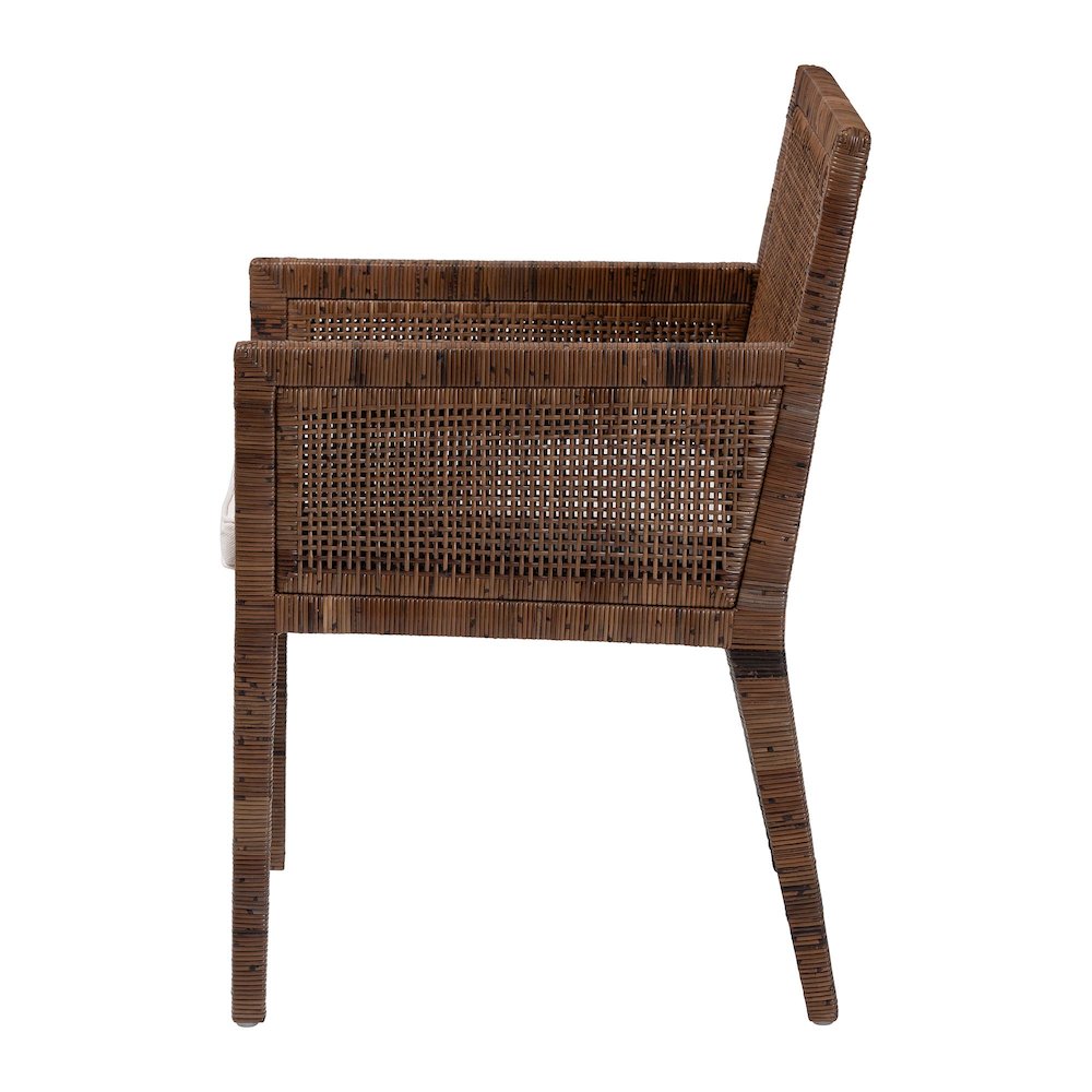 Karis Rattan Dining Chair with Cushion, Antique Coffee