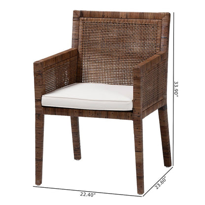 Karis Rattan Dining Chair with Cushion, Antique Coffee
