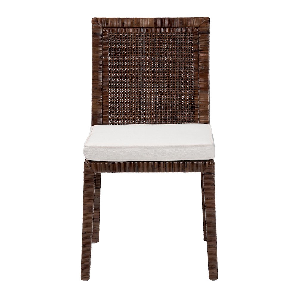 Sofia Rattan Dining Chair with Cushion, Antique Coffee