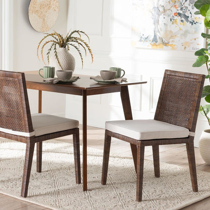 Sofia Rattan Dining Chair with Cushion, Antique Coffee