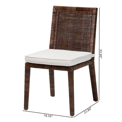 Sofia Rattan Dining Chair with Cushion, Antique Coffee