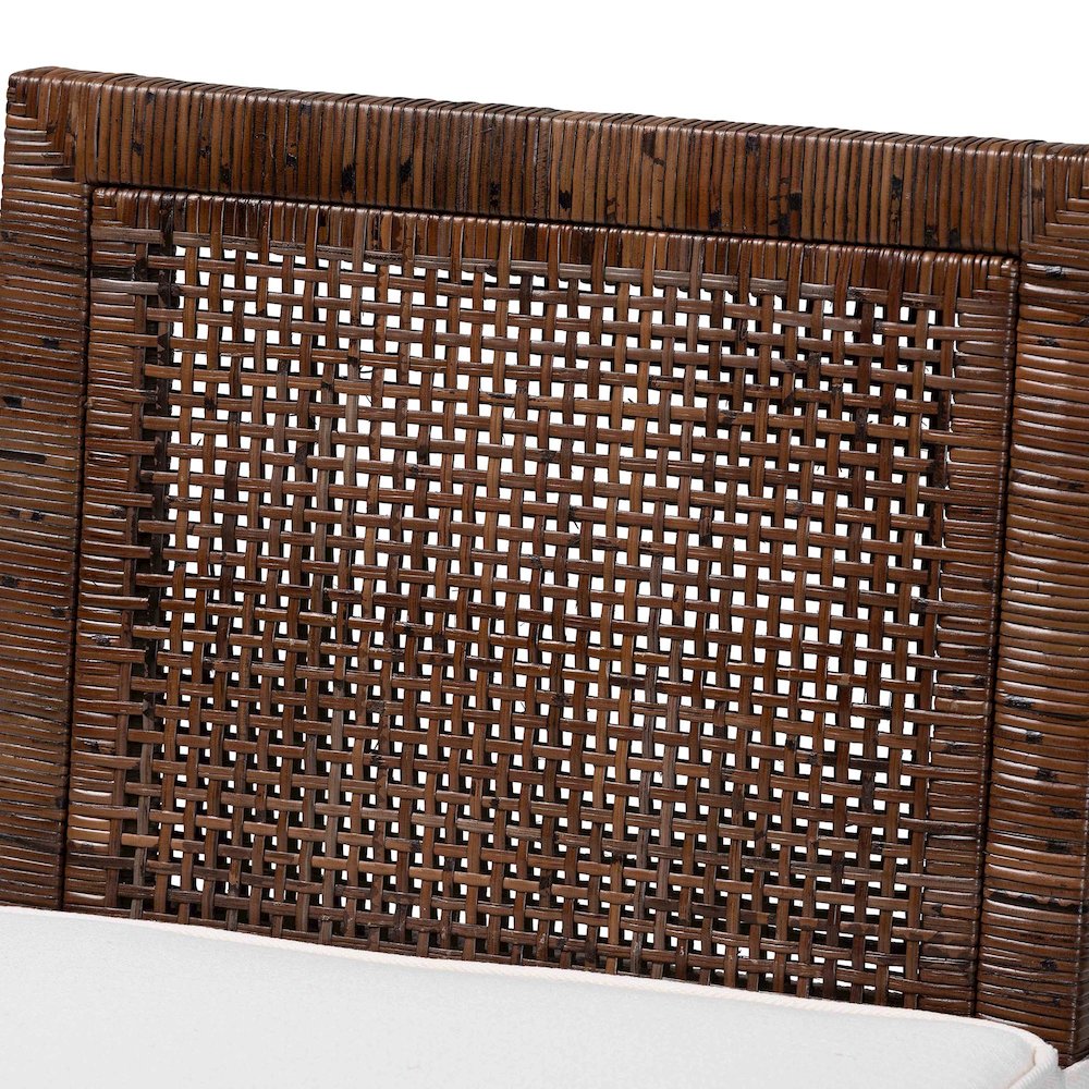 Sofia Rattan Counter Stool with Mahogany Wood Frame, Antique Coffee