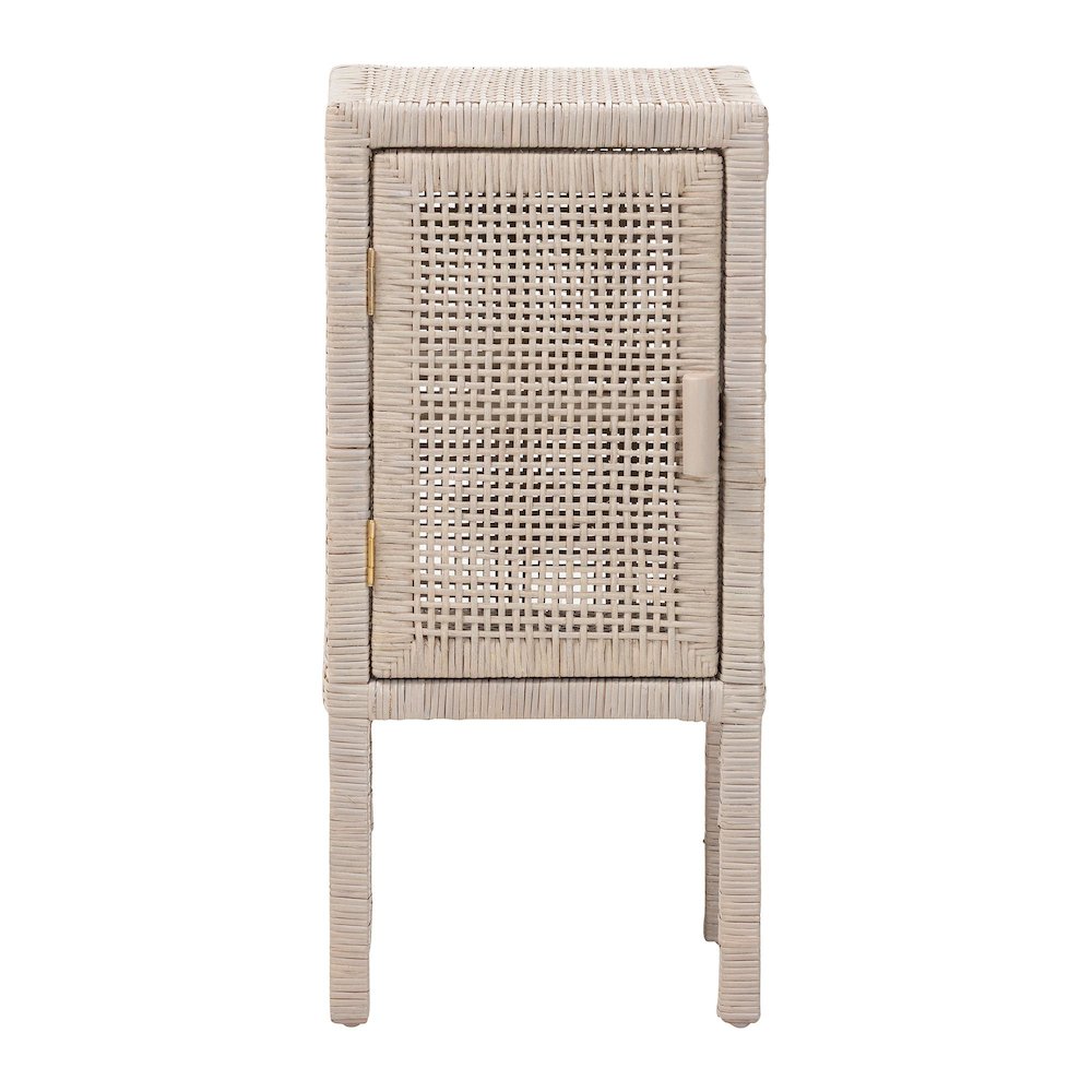 Accent Bedside Table with Interior Shelving and Elevated Base, French Grey