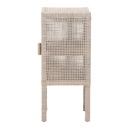Accent Bedside Table with Interior Shelving and Elevated Base, French Grey