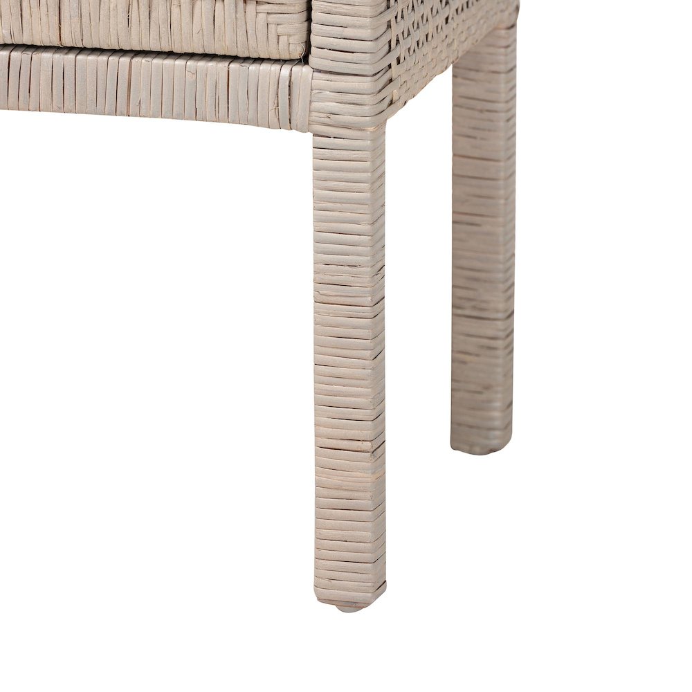 Accent Bedside Table with Interior Shelving and Elevated Base, French Grey