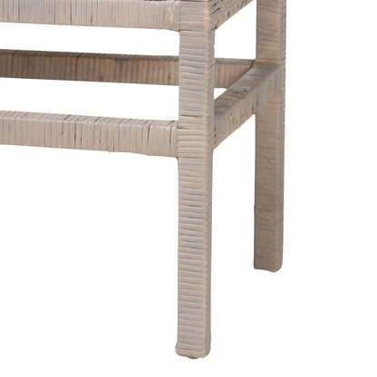 3-Tier Wicker Accent Cabinet, Double Doors and Elevated Base, French Grey