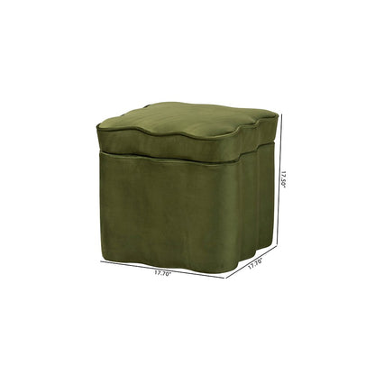 Baxton Studio Paulina Velvet Storage Ottoman, Scalloped, Moss Green