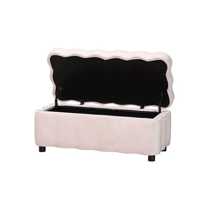 Baxton Studio Paulina Velvet Storage Bench, Scalloped, Light Pink