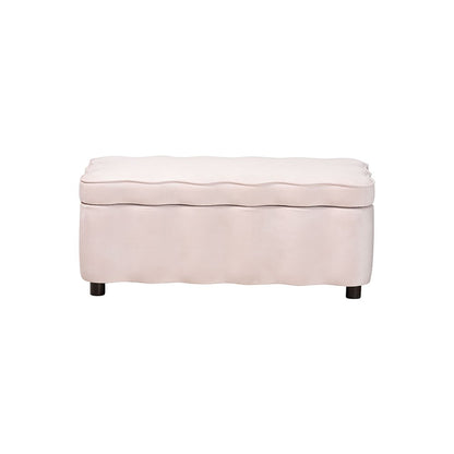 Baxton Studio Paulina Velvet Storage Bench, Scalloped, Light Pink