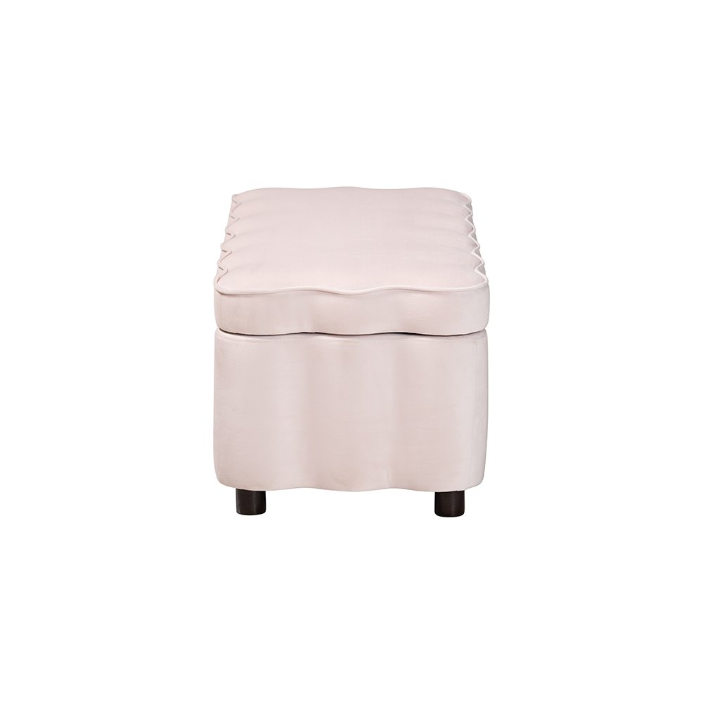 Baxton Studio Paulina Velvet Storage Bench, Scalloped, Light Pink