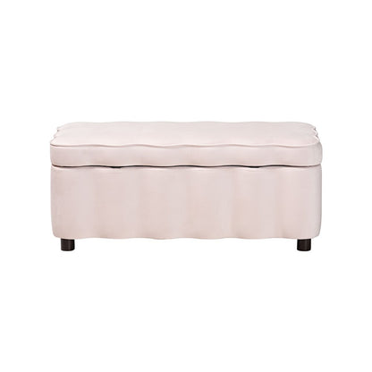 Baxton Studio Paulina Velvet Storage Bench, Scalloped, Light Pink