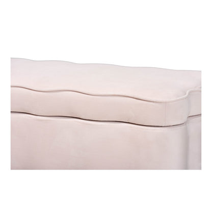 Baxton Studio Paulina Velvet Storage Bench, Scalloped, Light Pink