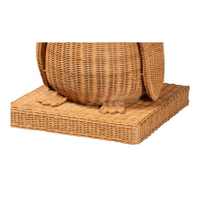 Pembroke Penguin Rattan End Table, Handwoven Sculptural Accent Table