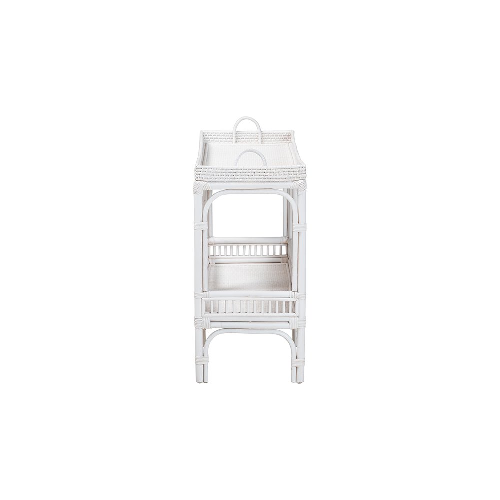 Lombok Rattan Console Table with Raised 2-Tier Tray Top, White