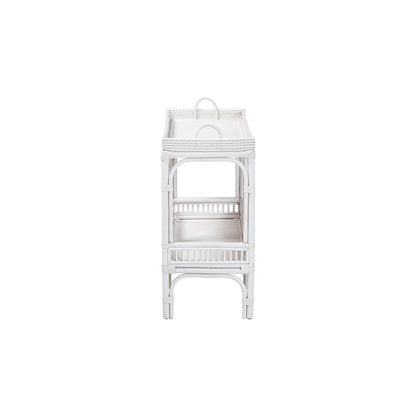Lombok Rattan Console Table with Raised 2-Tier Tray Top, White