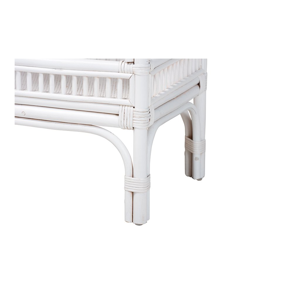 Lombok Rattan Console Table with Raised 2-Tier Tray Top, White