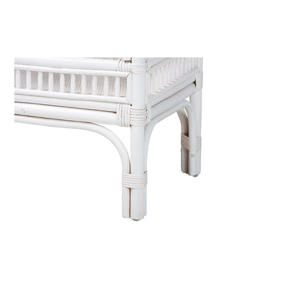 Lombok Rattan Console Table with Raised 2-Tier Tray Top, White