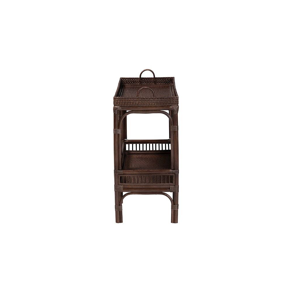 Lombok Rattan Console Table with Raised 2-Tier Tray Top, Espresso