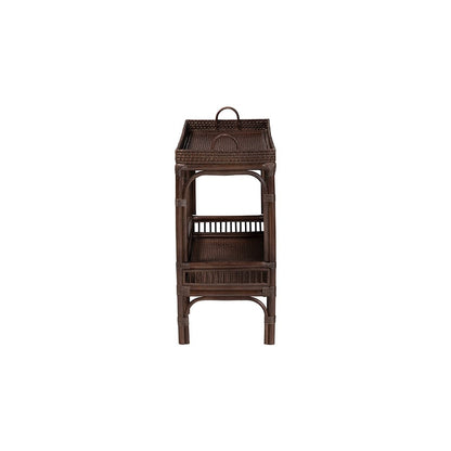 Lombok Rattan Console Table with Raised 2-Tier Tray Top, Espresso