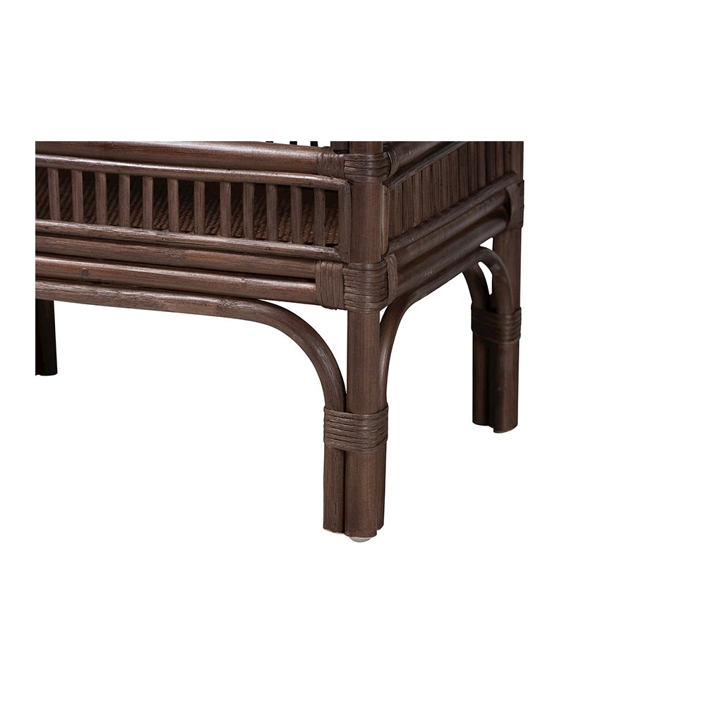 Lombok Rattan Console Table with Raised 2-Tier Tray Top, Espresso