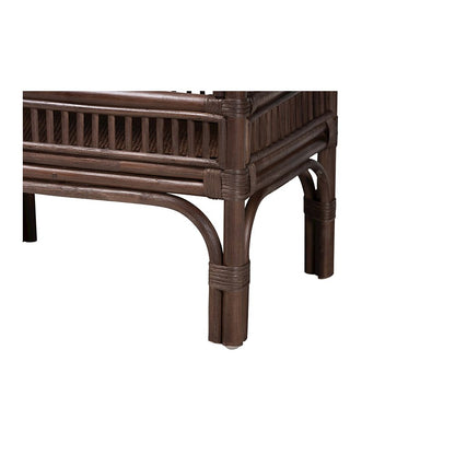 Lombok Rattan Console Table with Raised 2-Tier Tray Top, Espresso