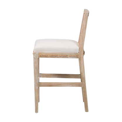Ashford Whitewash Rattan Counter Stool - Mahogany Frame, Braided Rope Inserts