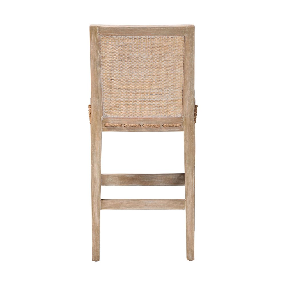 Ashford Whitewash Rattan Counter Stool - Mahogany Frame, Braided Rope Inserts