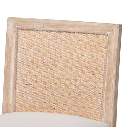 Ashford Whitewash Rattan Counter Stool - Mahogany Frame, Braided Rope Inserts