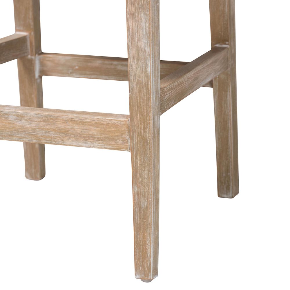 Ashford Whitewash Rattan Counter Stool - Mahogany Frame, Braided Rope Inserts