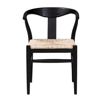 Fika Wishbone Dining Chair - Seagrass Seat, Mahogany Frame, Black