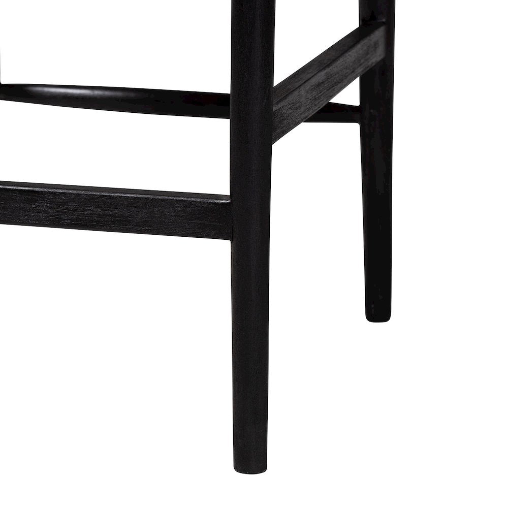 Fika Wishbone Counter Stool - Seagrass Seat, Mahogany Frame, Black