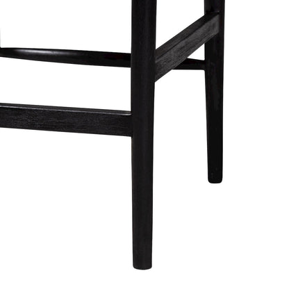 Fika Wishbone Counter Stool - Seagrass Seat, Mahogany Frame, Black