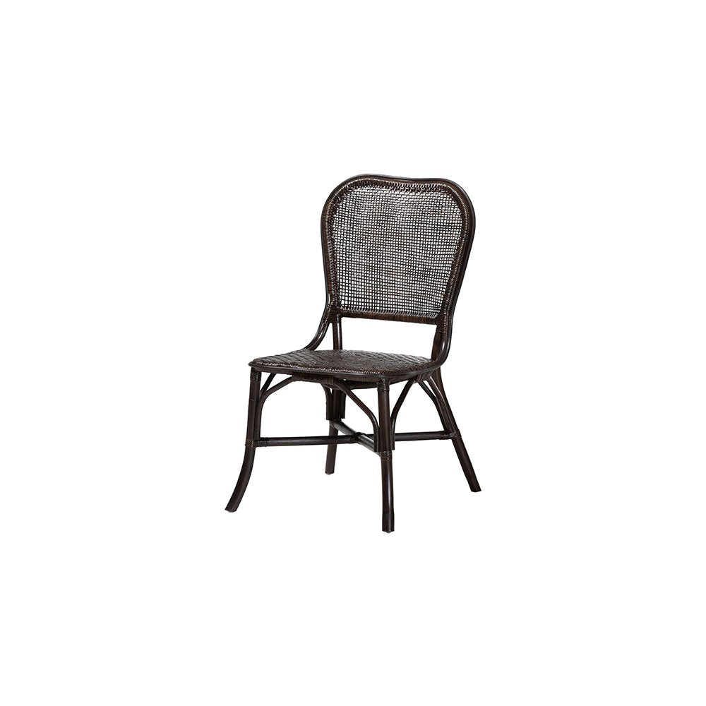 Irene Natural Rattan Dining Chair with Lattice Backrest, Espresso