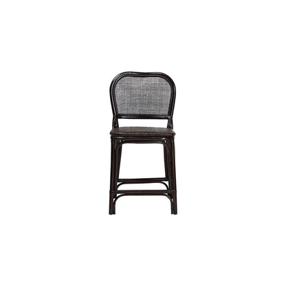 Irene Natural Rattan Counter Stool with Lattice Backrest, Espresso