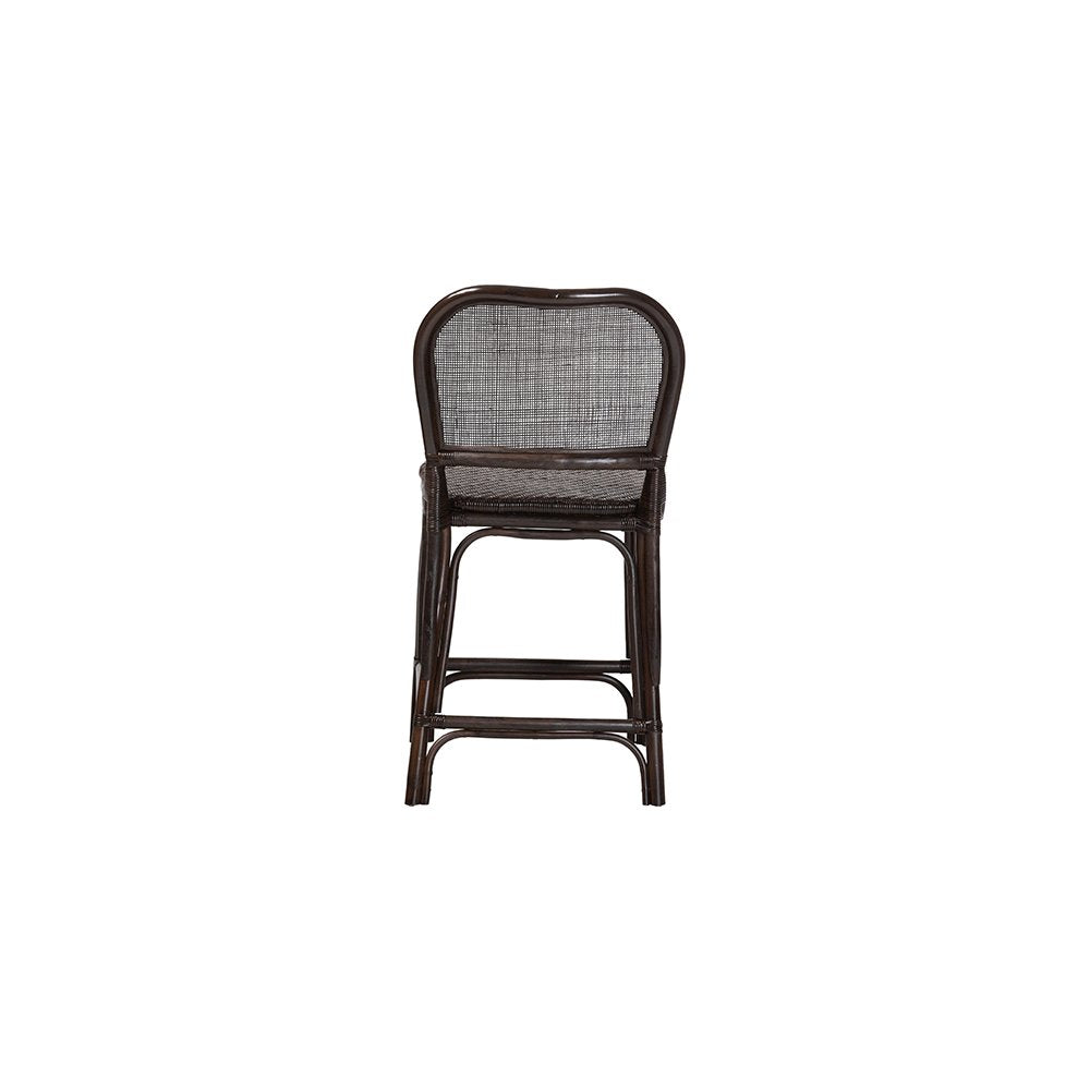 Irene Natural Rattan Counter Stool with Lattice Backrest, Espresso