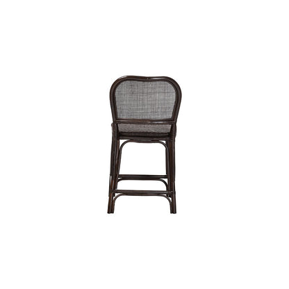 Irene Natural Rattan Counter Stool with Lattice Backrest, Espresso