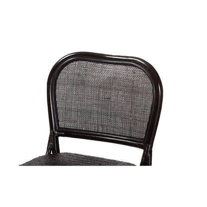 Irene Natural Rattan Counter Stool with Lattice Backrest, Espresso