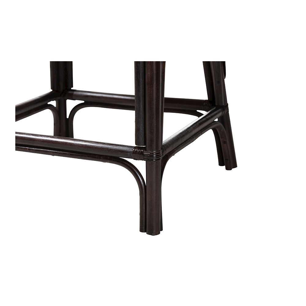 Irene Natural Rattan Counter Stool with Lattice Backrest, Espresso