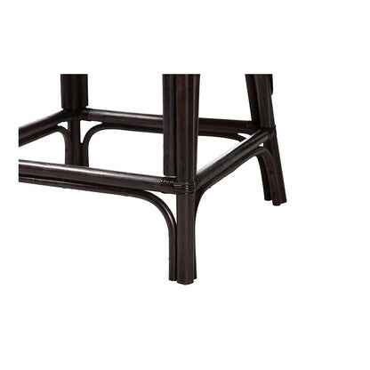 Irene Natural Rattan Counter Stool with Lattice Backrest, Espresso