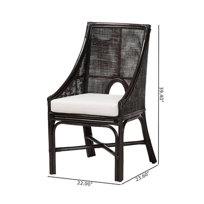 Acton Natural Rattan 2-Pc Dining Chair Set - Tall Back, Sloped Arms