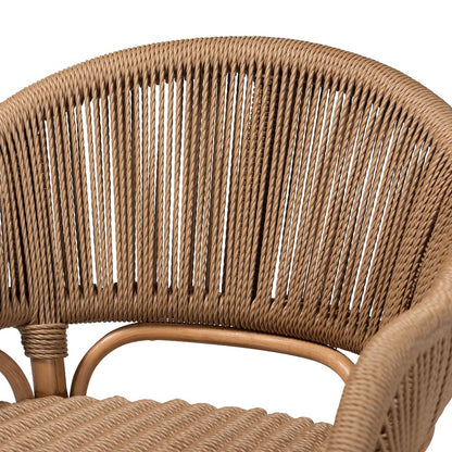 Isra Natural Rattan Accent Chair - Curved Barrel Back Lounge Chair