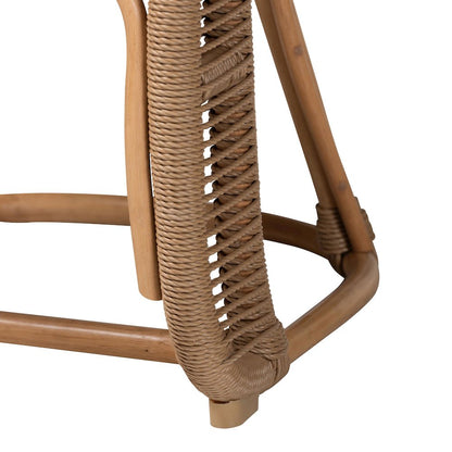 Isra Natural Rattan Accent Chair - Curved Barrel Back Lounge Chair