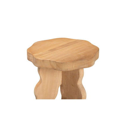 Sino Acacia Wood Multipurpose Accent Stool with Wavy Tripod Base