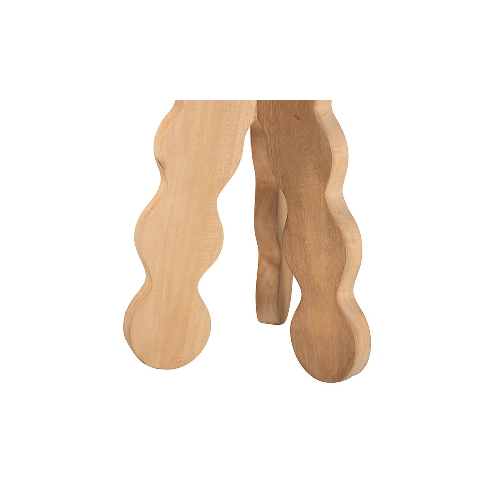 Sino Acacia Wood Multipurpose Accent Stool with Wavy Tripod Base