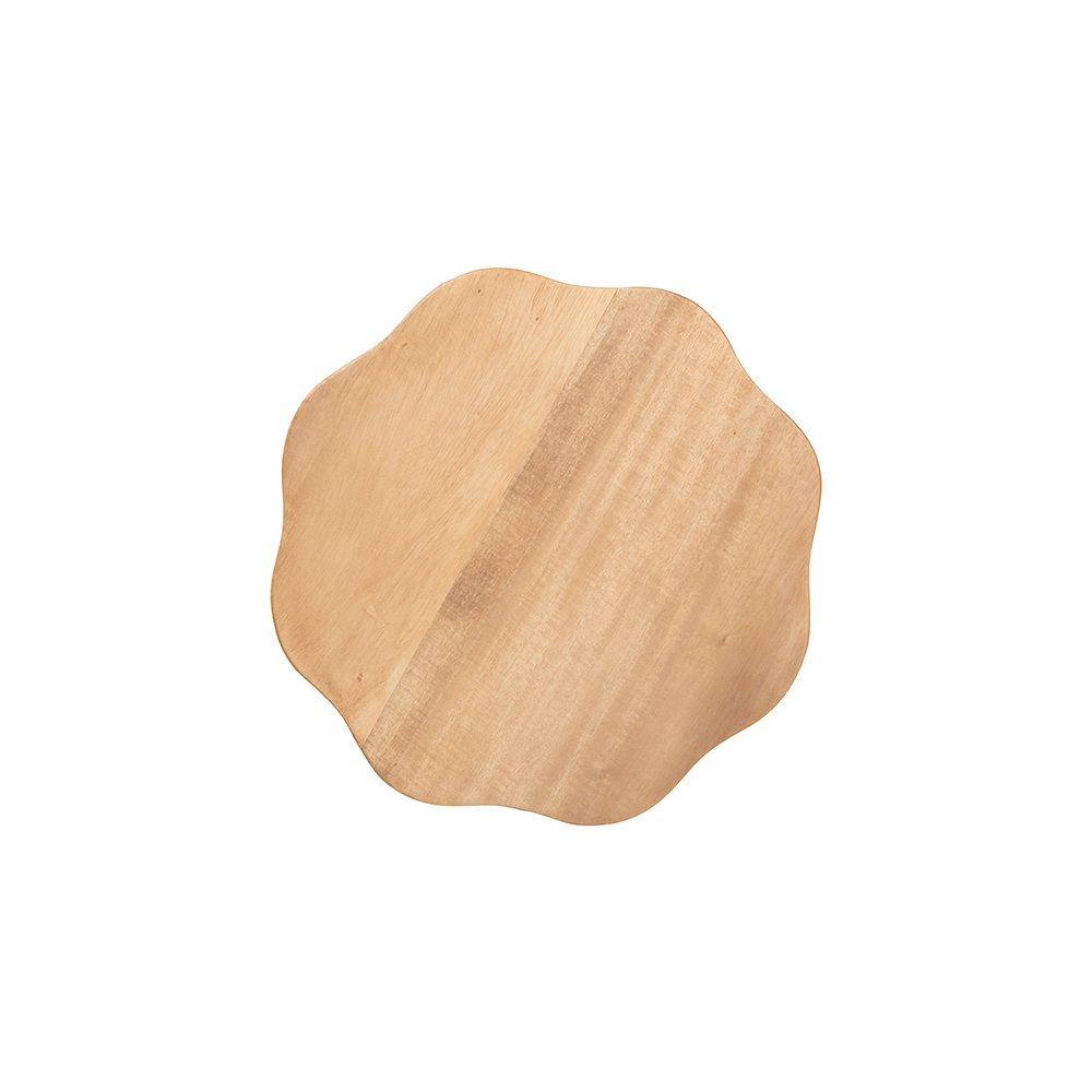 Sino Acacia Wood Multipurpose Accent Stool with Wavy Tripod Base