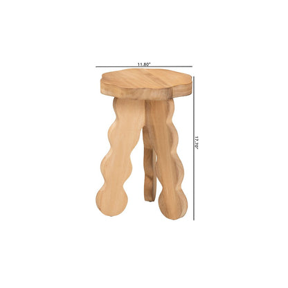 Sino Acacia Wood Multipurpose Accent Stool with Wavy Tripod Base