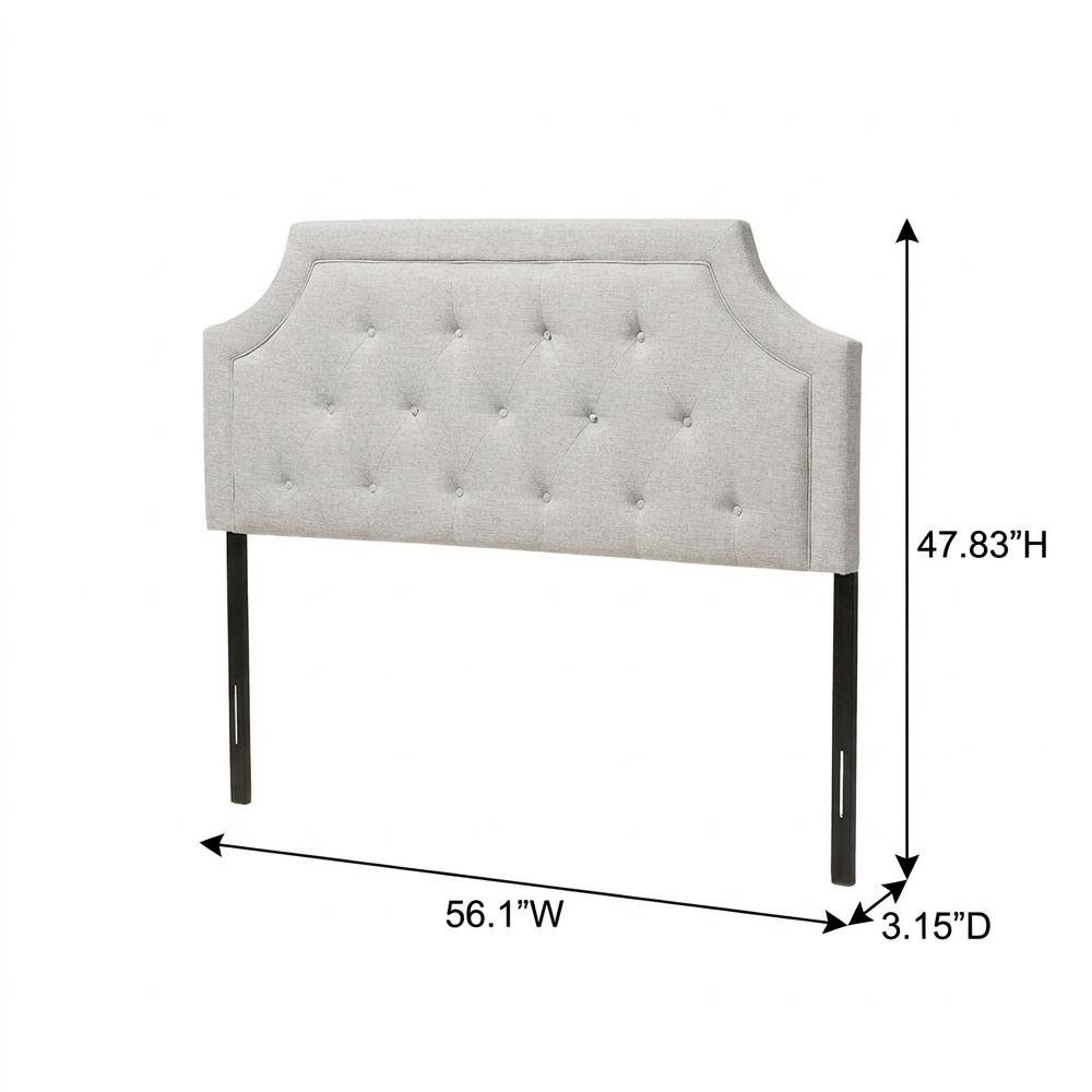 Greyish Beige Fabric Full Size Headboard, Foam Padding, LVL Frame for Bedrooms