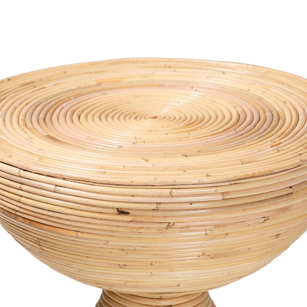 Brookwood Natural Rattan End Table - Wicker Accent Table with Pedestal Base