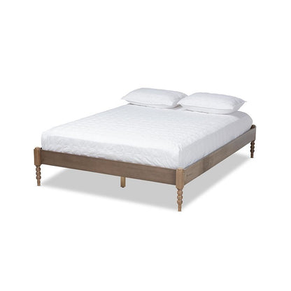 Bohemian Weathered Grey Oak Finished Wood Full Size Platform Bed Frame