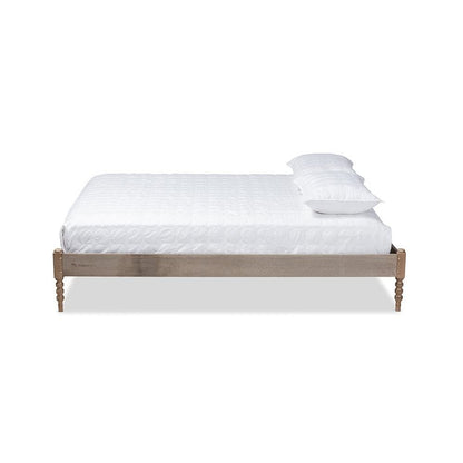 Bohemian Weathered Grey Oak Finished Wood Full Size Platform Bed Frame